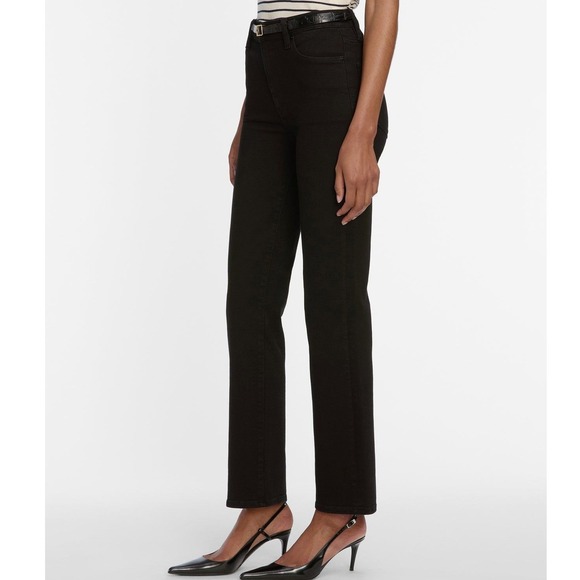 Frame Denim Denim - FRAME Women's 27 Black Le High Straight Jeans Film Noir Modern Minimalist